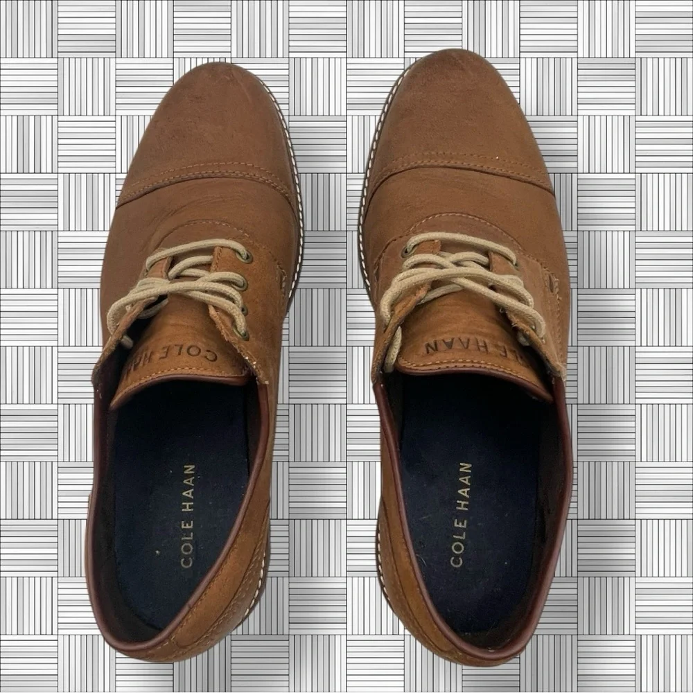 Cole Haan Zerogrand C30635 Brown Leather Cap Toe Oxfords Lace Up Shoes Size 10.5